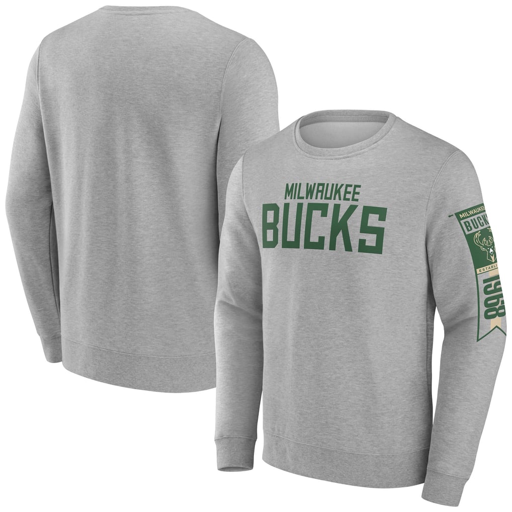  Milwaukee Bucks Fanatics Fleece Pullover Sweatshirt - Gray
